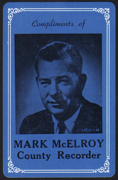 Vintage playing card MARK McELROY County Recorder pictured Cuyahoga County Ohio