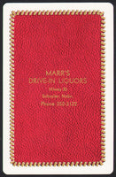 Vintage playing card MARRS DRIVE IN LIQUORS Hiway 30 from Schuyler Nebraska