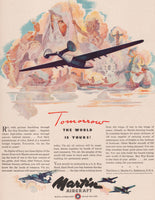 Vintage magazine ad MARTIN AIRCRAFT 1943 Tomorrow The World is Yours Wolton art
