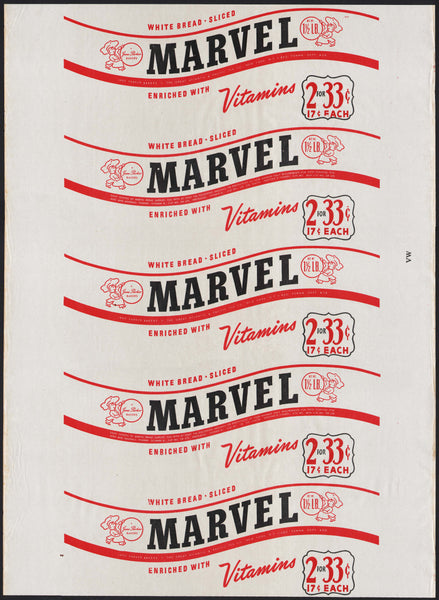 Vintage bread wrapper MARVEL 2 for 33 cents A & P Jane Parker Bakers New York