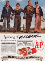 Vintage magazine ad MARVEL BREAD from 1944 A and P with factory workers pictured