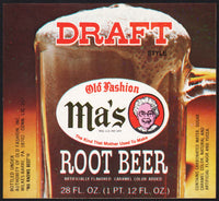 Vintage soda pop bottle label MAs DRAFT ROOT BEER 28oz Wilkes Barre Pa unused