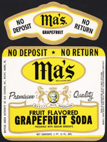 Vintage soda pop bottle label MAs GRAPEFRUIT SODA Wilkes Barre Pa new old stock