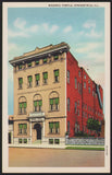 Vintage postcard MASONIC TEMPLE Springfield Illinois temple pictured linen type unused