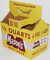 Vintage soda pop bottle carton MASONS ROOT BEER 1/2 Quarts Foam Topped n-mint
