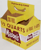 Vintage soda pop bottle carton MASONS ROOT BEER 1/2 Quarts Foam Topped n-mint
