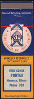 Vintage matchbook cover MASTER MIX FEEDS bag Here Comes Porter Momence Illinois