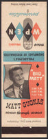 Vintage matchbook cover MATT GUOKAS Big Matt WPEN radio Personalities with bio