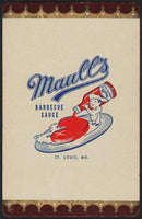 Vintage playing card MAULLS BARBECUE SAUCE cartoon man bottle St Louis Missouri