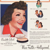 Vintage magazine ad MAX FACTOR HOLLYWOOD 1942 Claudette Colbert Palm Beach Story
