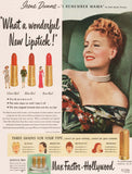 Vintage magazine ad MAX FACTOR HOLLYWOOD lipstick from 1947 Irene Dunne pictured