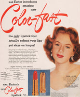 Vintage magazine ad MAX FACTOR Color Fast Lipstick 1952 picturing Piper Laurie
