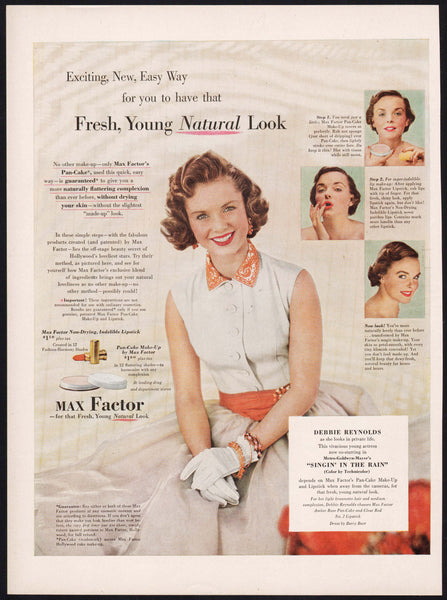 Vintage magazine ad MAX FACTOR from 1952 Debbie Reynolds in Singin In the Rain