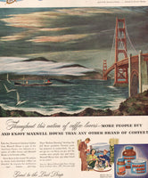 Vintage magazine ad MAXWELL HOUSE COFFEE 1947 Fletcher Martin art Golden Gate