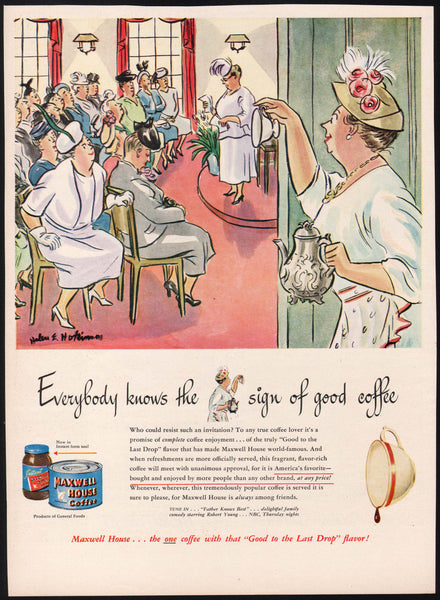 Vintage magazine ad MAXWELL HOUSE COFFEE 1949 Helen E Hokinson art womens club