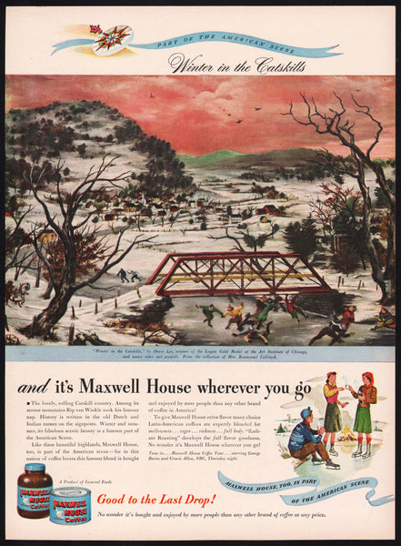 Vintage magazine ad MAXWELL HOUSE COFFEE 1946 Up Chalk Canyon Adolf Dehn artwork