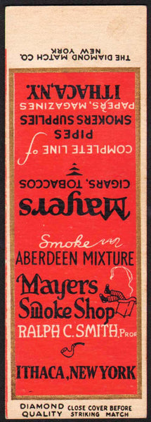 Vintage matchbook cover MAYERS SMOKE SHOP Ralph Smith Ithaca NY salesman sample