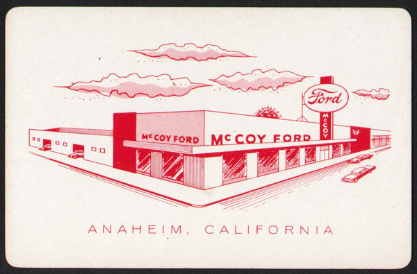 Vintage playing card McCOY FORD red dealership pictured Anaheim California