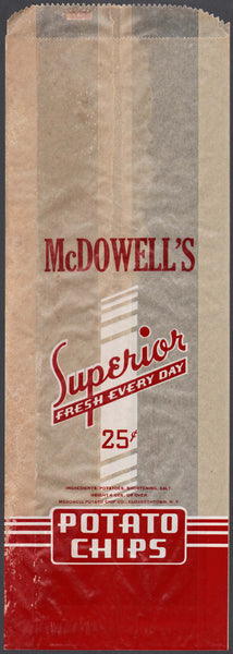 Vintage bag McDOWELLS SUPERIOR POTATO CHIPS 25 cents Elizabethtown New York