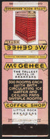 Vintage matchbook cover Mc GEHEE HOTEL old hotel pictured Little Rock Arkansas