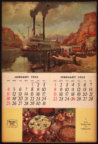 Vintage calendar MEADOW GOLD PRODUCTS from 1953 Beatrice Cooke pictured Chicago