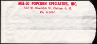 Vintage bag MEL-LO POP CORN Mel-Lo Popcorn Specialties Chicago ILL unused n-mint