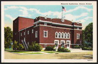 Vintage postcard MEMORIAL AUDITORIUM building pictured Ottawa Kansas unused