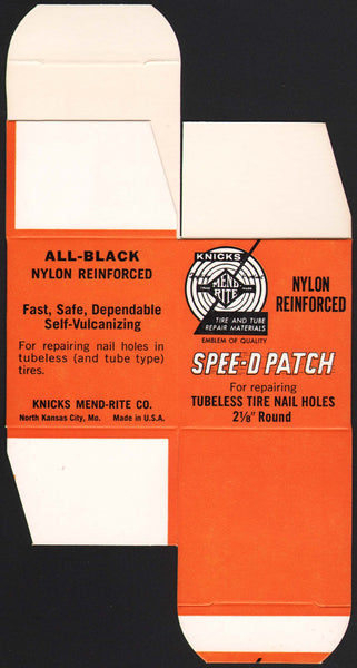 Vintage box KNICKS MEND RITE Spee-D Patch tire repair small Kansas City MO n-mint+
