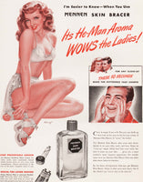 Vintage magazine ad MENNEN SKIN BRACER from 1946 pinup girlie by Norman Mingo