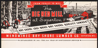 Vintage letterhead MENOMINEE BAY SHORE LUMBER Big Red Mill Soperton Wisconsin