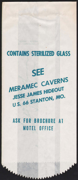 Vintage bag MERAMAC CAVERNS Jesse James Hideout Route 66 Stanton Missouri unused