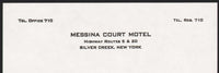 Vintage letterhead MESSINA COURT HOTEL Silver Creek New York unused n-mint+ condition