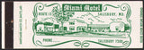 Vintage matchbook cover MIAMI MOTEL full length picture Salisbury Maryland