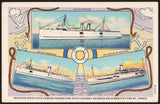 Vintage postcard MICHIGAN STATE AUTO FERRIES ships pictured Mackinaw City St Ignace