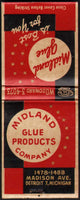 Vintage full matchbook MIDLAND GLUE PRODUCT COMPANY Detroit Michigan unused