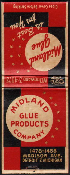 Vintage full matchbook MIDLAND GLUE PRODUCT COMPANY Detroit Michigan unused