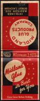 Vintage full matchbook MIDLAND GLUE PRODUCT COMPANY Detroit Michigan unused