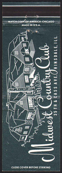 Vintage matchbook cover MIDWEST COUNTRY CLUB full length picture Hinsdale Illinois