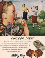Vintage magazine ad MILKY WAY CANDY BAR 1948 golf featured with boy and candy