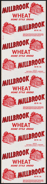 Vintage bread wrapper MILLBROOK WHEAT National Biscuit Co New York 1957 unused