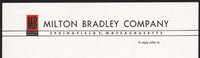 Vintage letterhead MILTON BRADLEY COMPANY Games Springfield Massachusetts n-mint