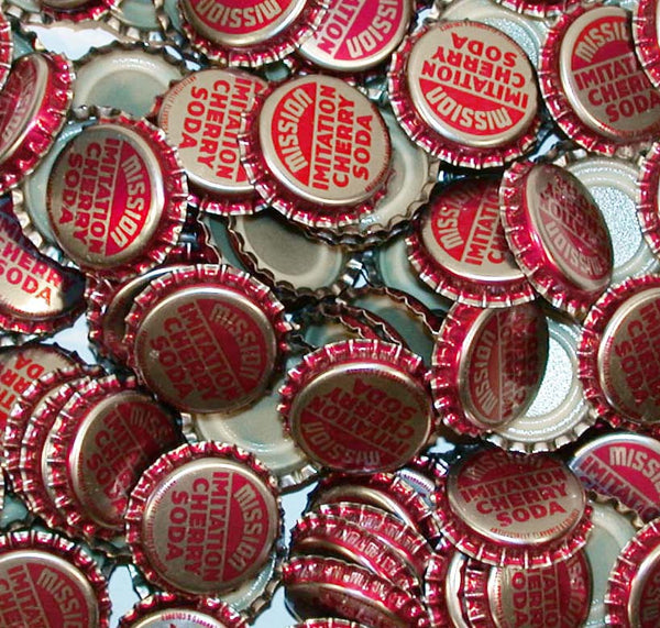 Soda pop bottle caps Lot of 12 MISSION CHERRY plastic lined unused new old stock