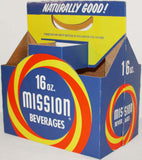 Vintage soda pop bottle carton MISSION BEVERAGES unused new old stock n-mint