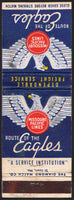 Vintage matchbook cover MISSOURI PACIFIC LINES Route of the Eagles with picture