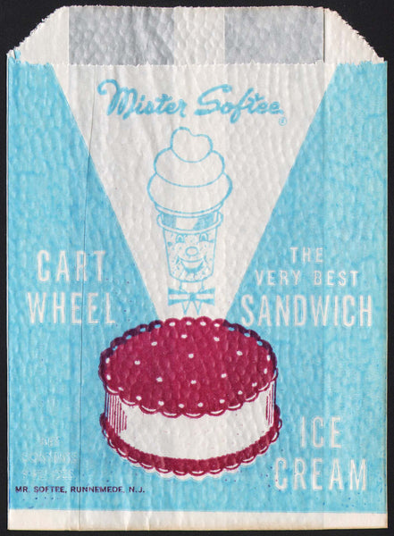 Vintage bag MISTER SOFTEE Cart Wheel Ice Cream Sandwich pictured Runnemede NJ n-mint