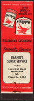 Vintage matchbook cover MOBILGAS Mobiloil Barnies Super Service Morrison ILL