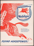 Vintage magazine ad MOBILGAS Flying Horsepower 1945 huge Pegasus pictured 2 page