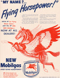 Vintage magazine ad MOBILGAS FLYING HORSEPOWER 1945 Socony Vacuum Oil Company