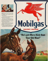 Vintage magazine ad MOBILGAS 1941 Mobil gas oil Pegasus pictured He's got More Kick