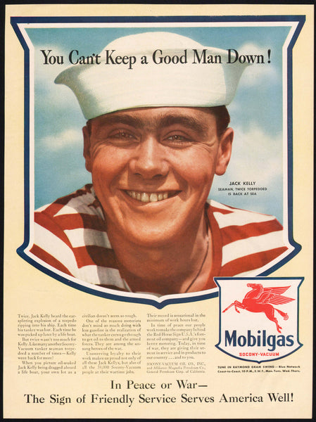 Vintage magazine ad MOBILGAS Socony Vacuum from 1943 Jack Kelly Pegasus pictured